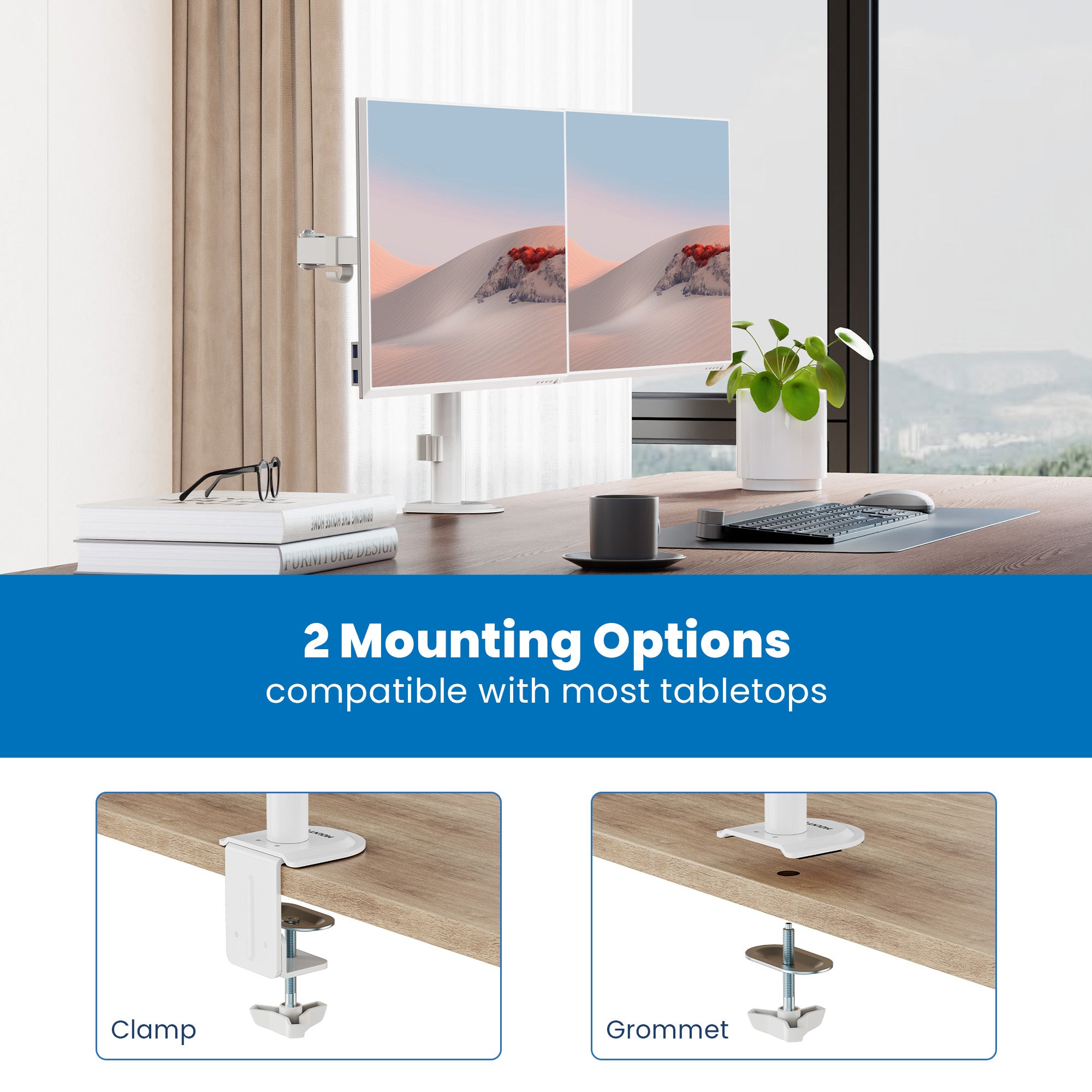 Full Motion Dual Monitor Desk Mount