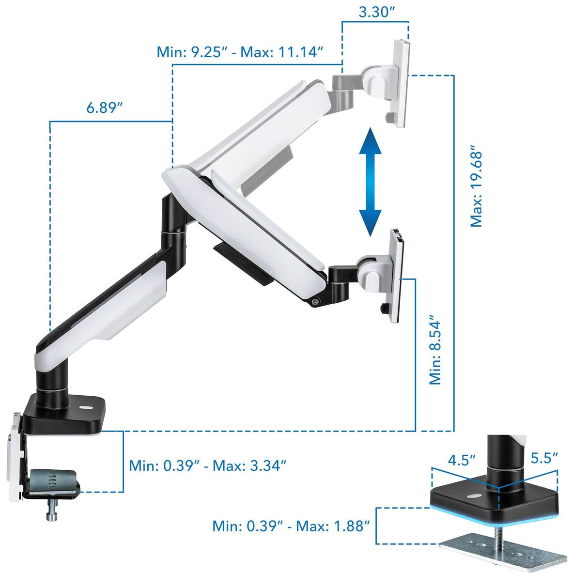 Heavy-Duty Single Monitor Arm for Ultrawide Screens Up To 49"