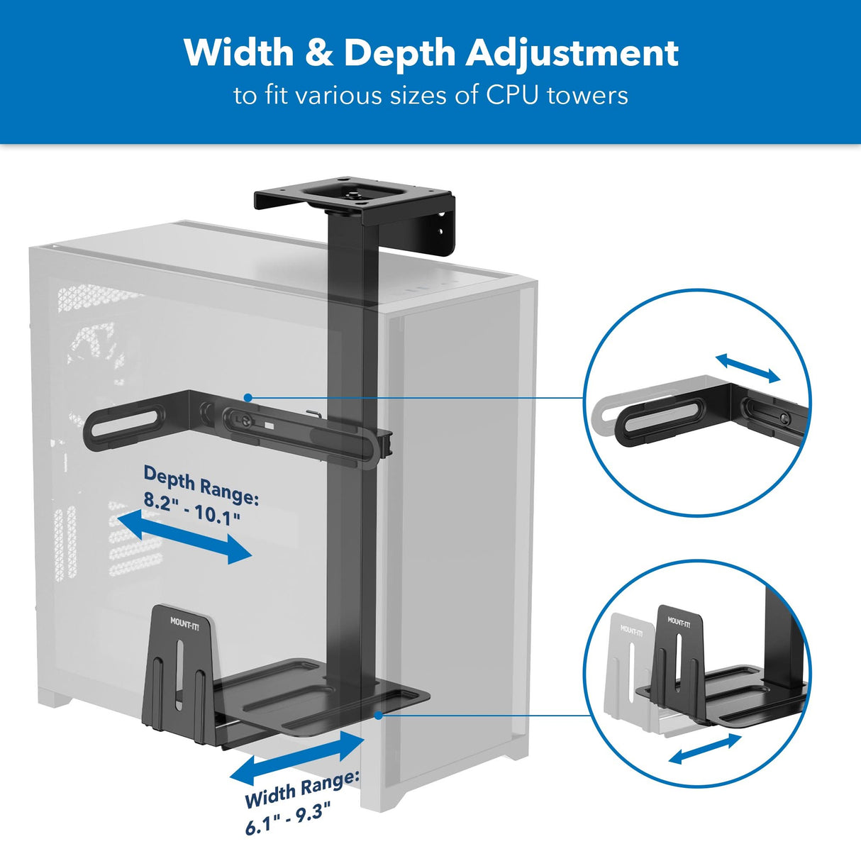 Rotating Heavy-Duty Under Desk / Wall CPU Mount