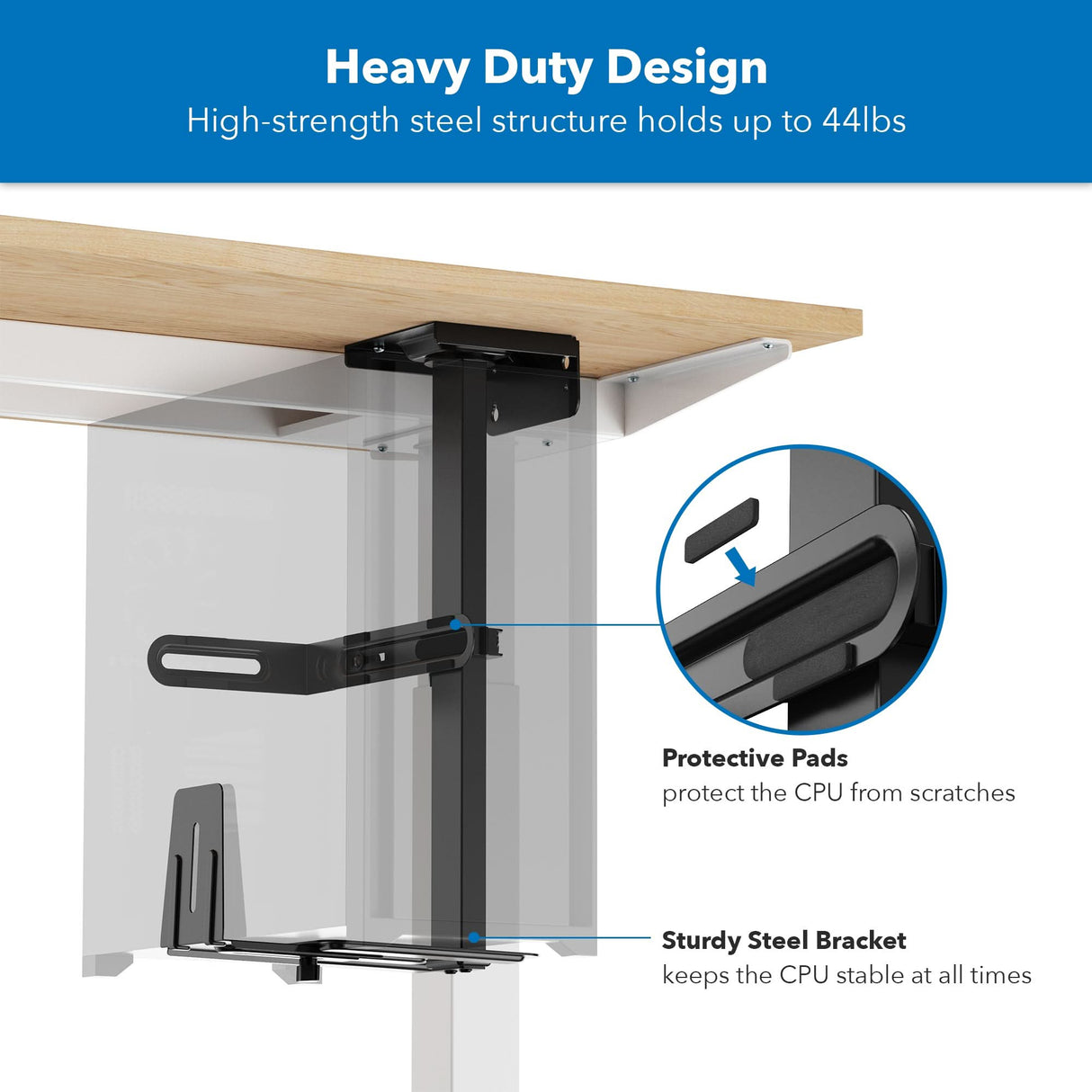 Rotating Heavy-Duty Under Desk / Wall CPU Mount