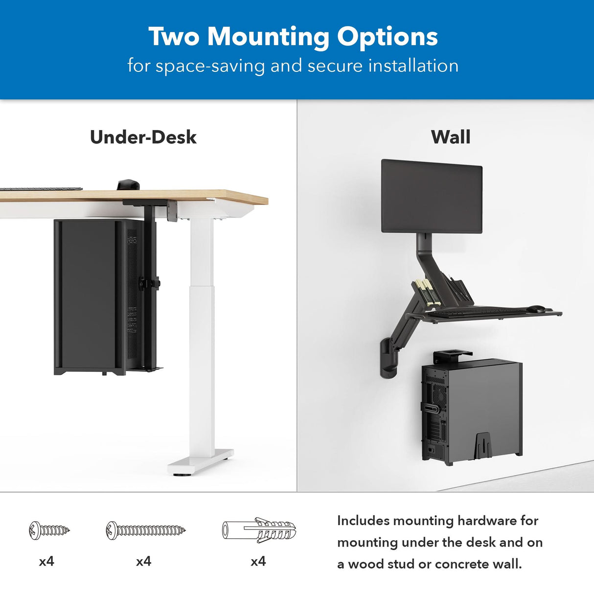 Rotating Heavy-Duty Under Desk / Wall CPU Mount