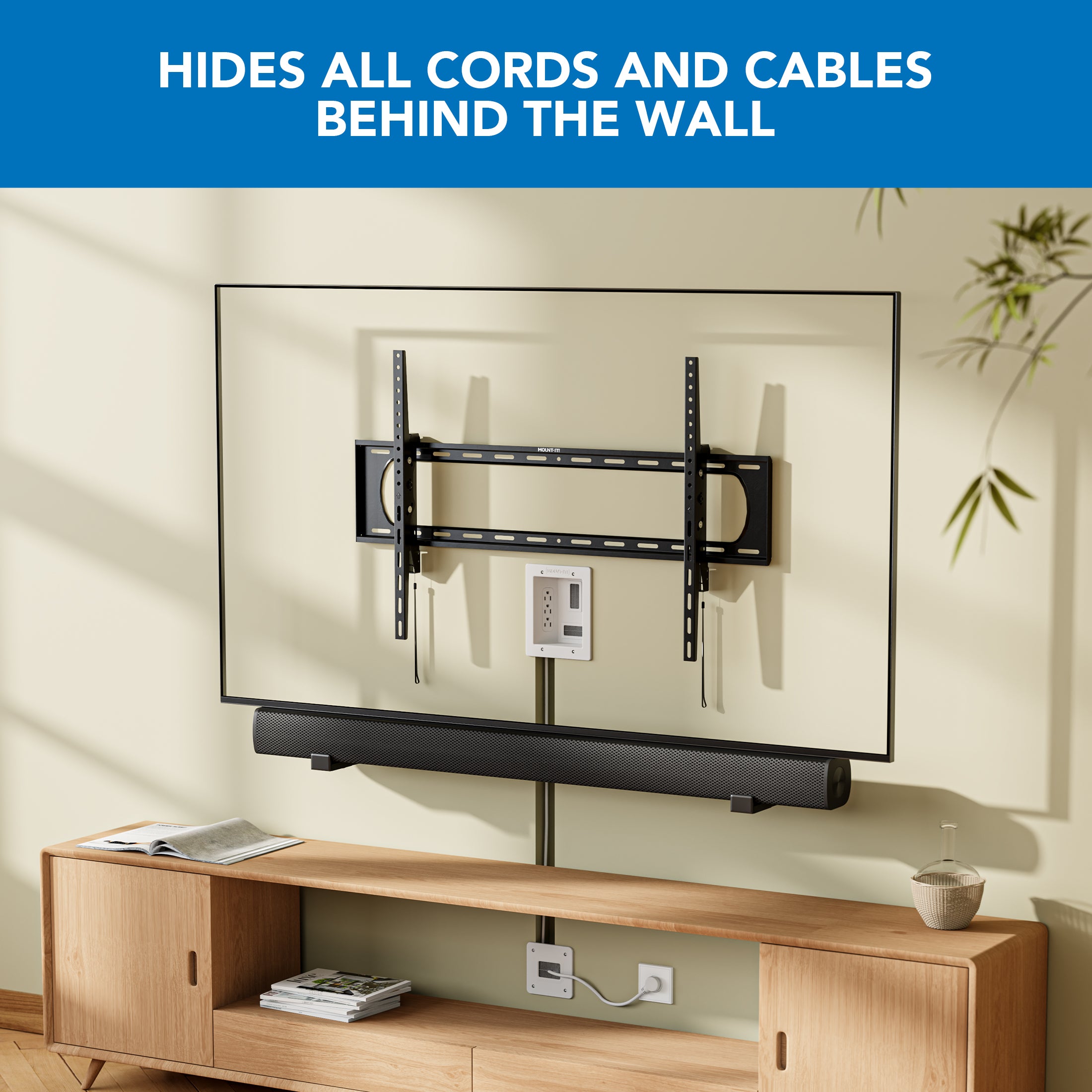 In-Wall TV Cable Concealer with Recessed Power