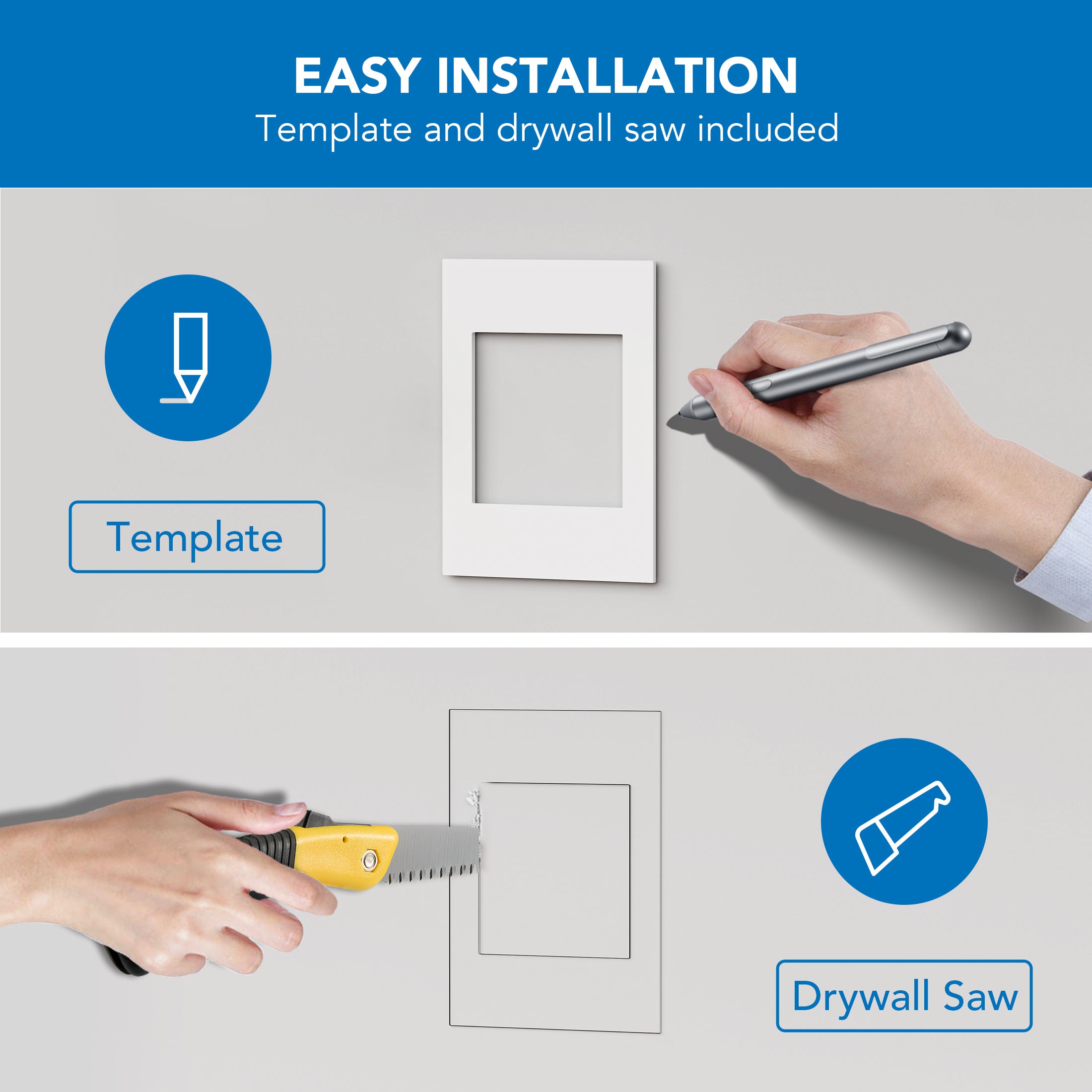 In-Wall TV Cable Concealer with Recessed Power