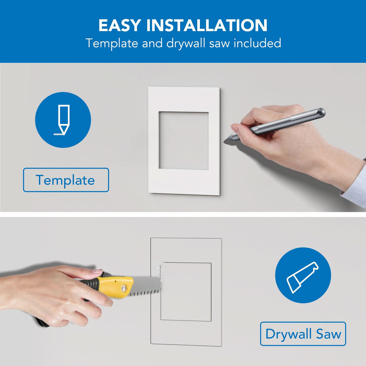 In-Wall TV Cable Concealer with Recessed Power