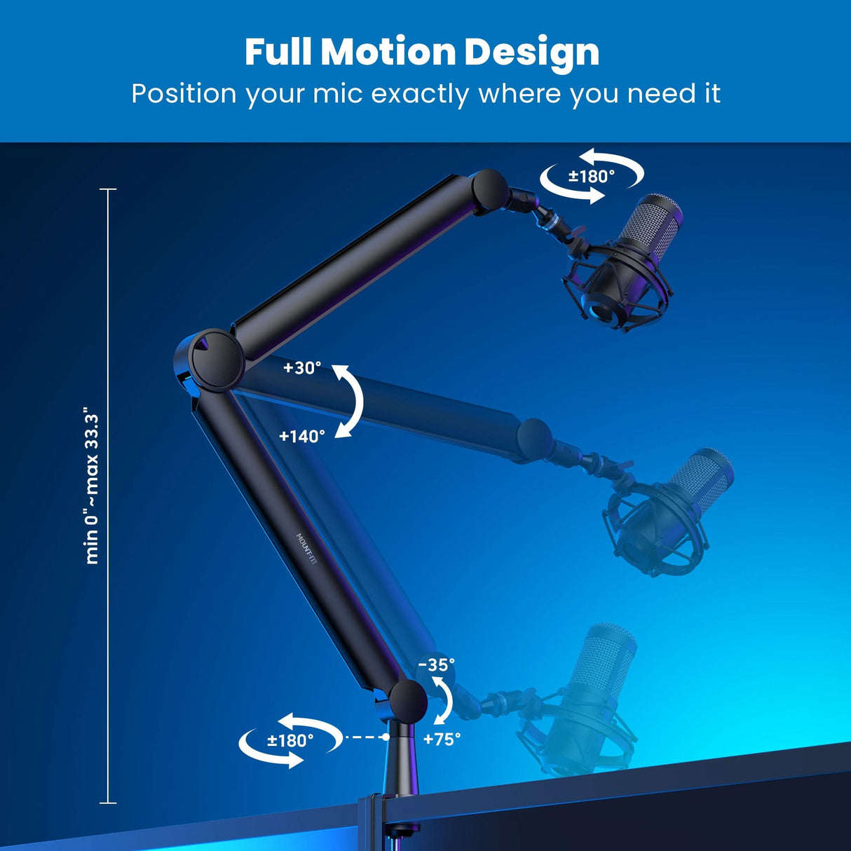 a boom arm with a microphone attached to it