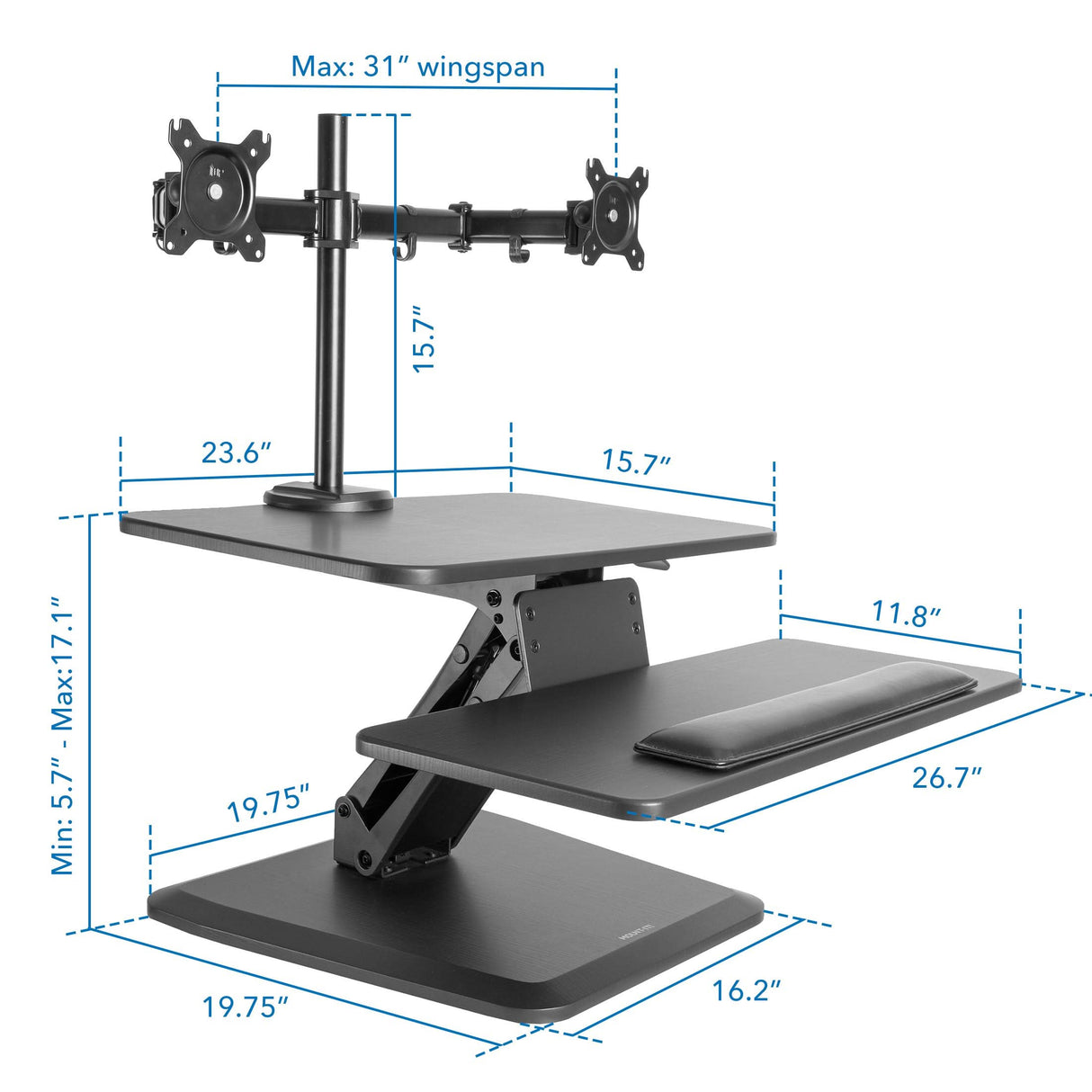 Compact Dual Monitor Standing Desk Converter