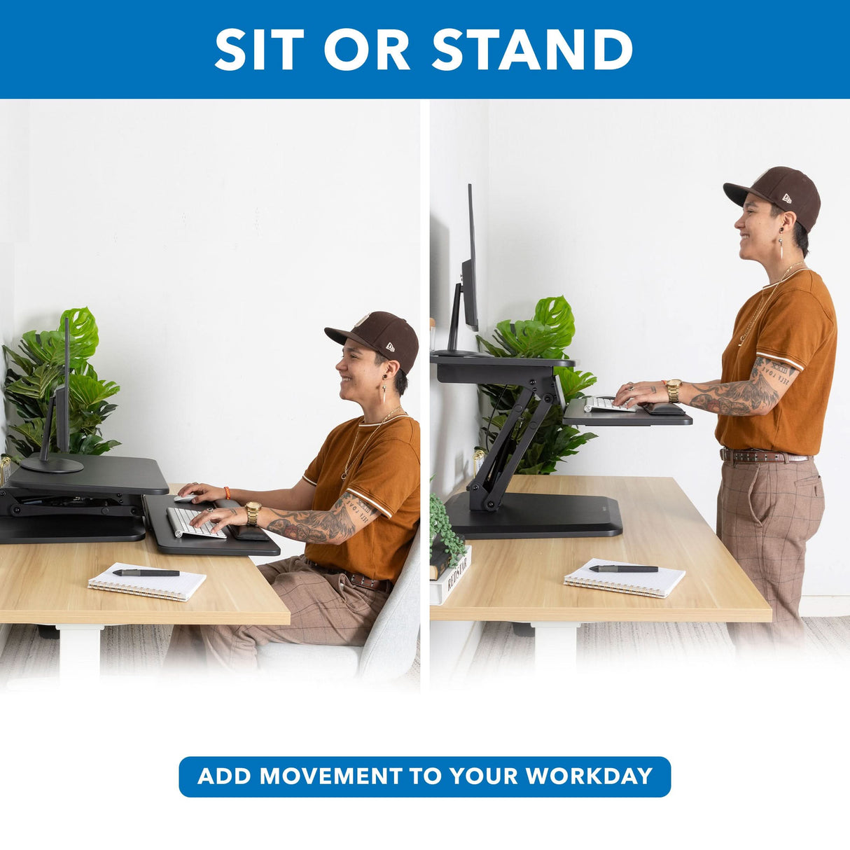 Compact Standing Desk Converter with Gas Spring Arm