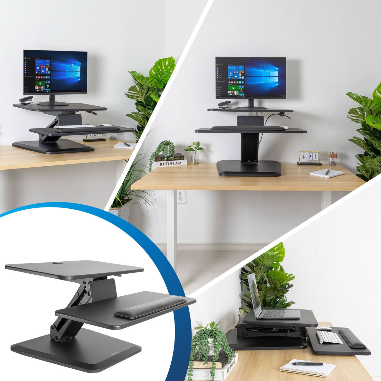 Compact Standing Desk Converter with Gas Spring Arm