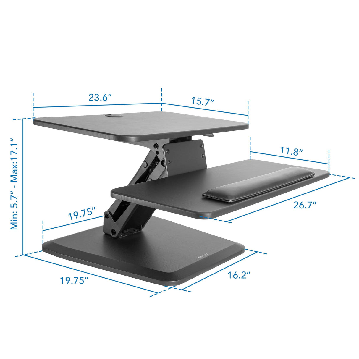 Compact Standing Desk Converter with Gas Spring Arm