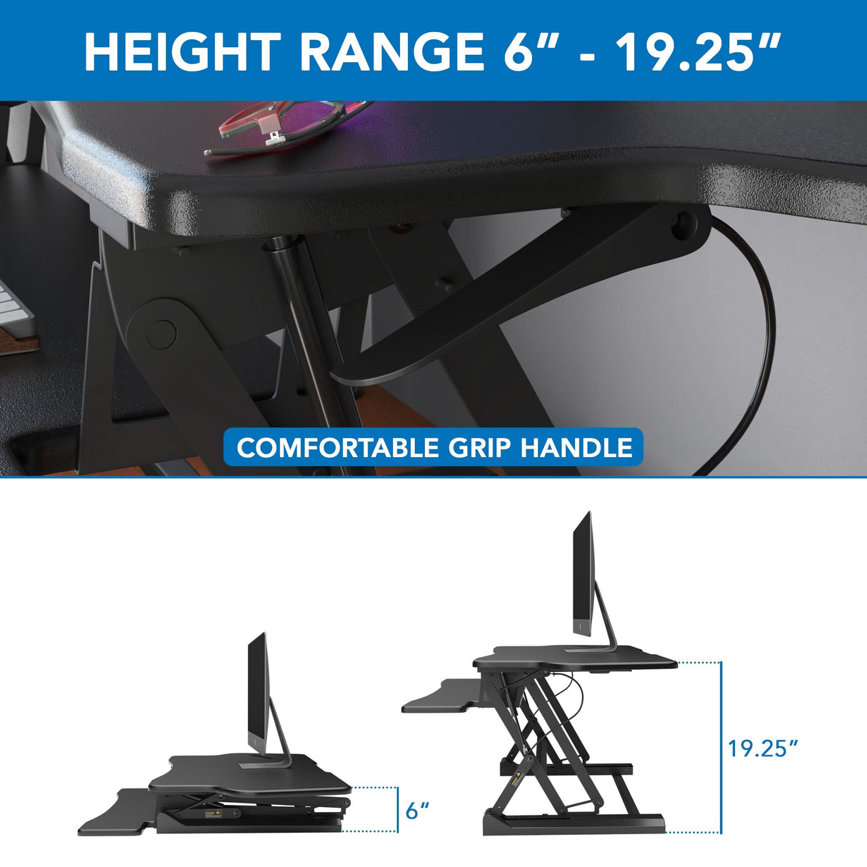 Extra Wide Height Adjustable Standing Desk Converter