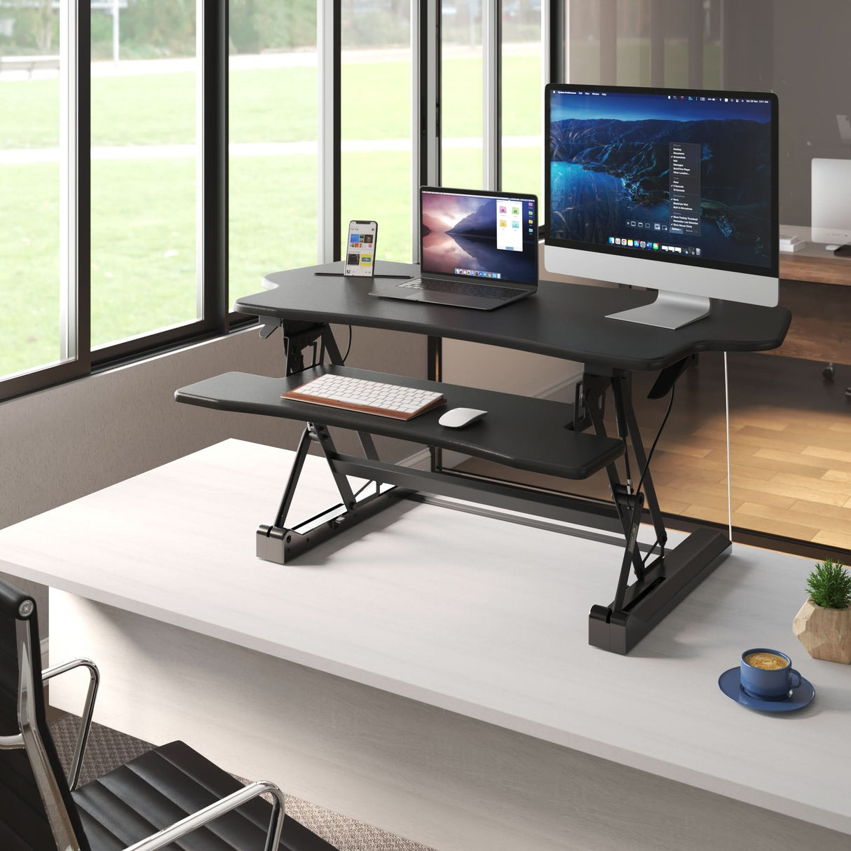 Extra Wide Height Adjustable Standing Desk Converter