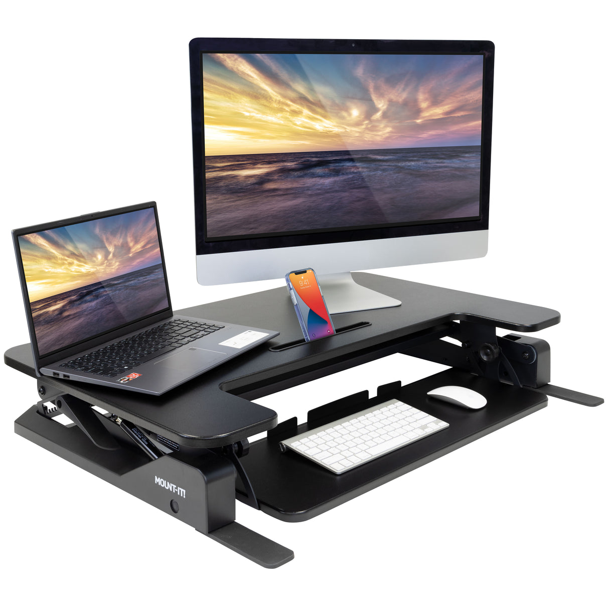 Wide Standing Desk Converter with Gas Spring