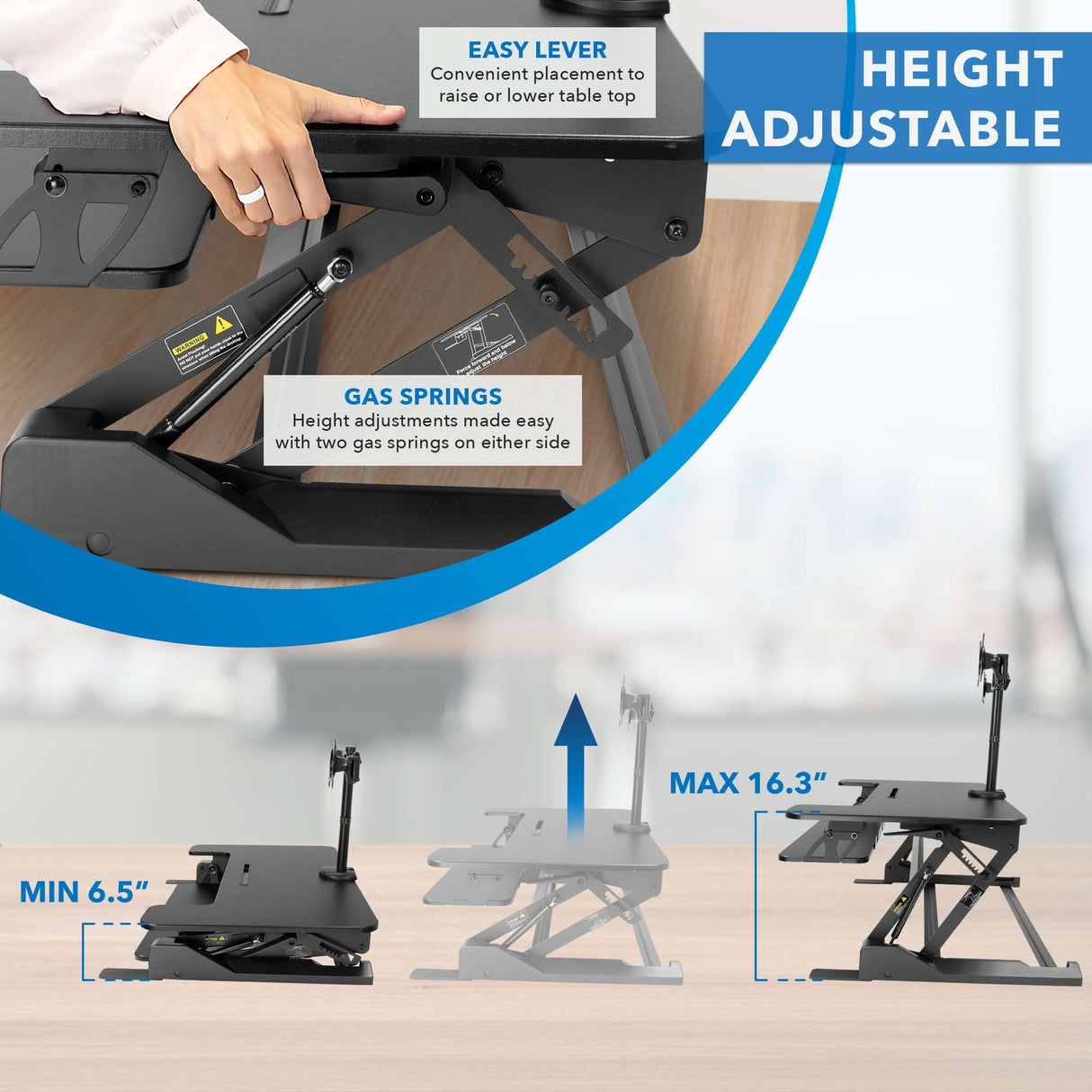 Sit-Stand Desk Converter with Dual Monitor Mount