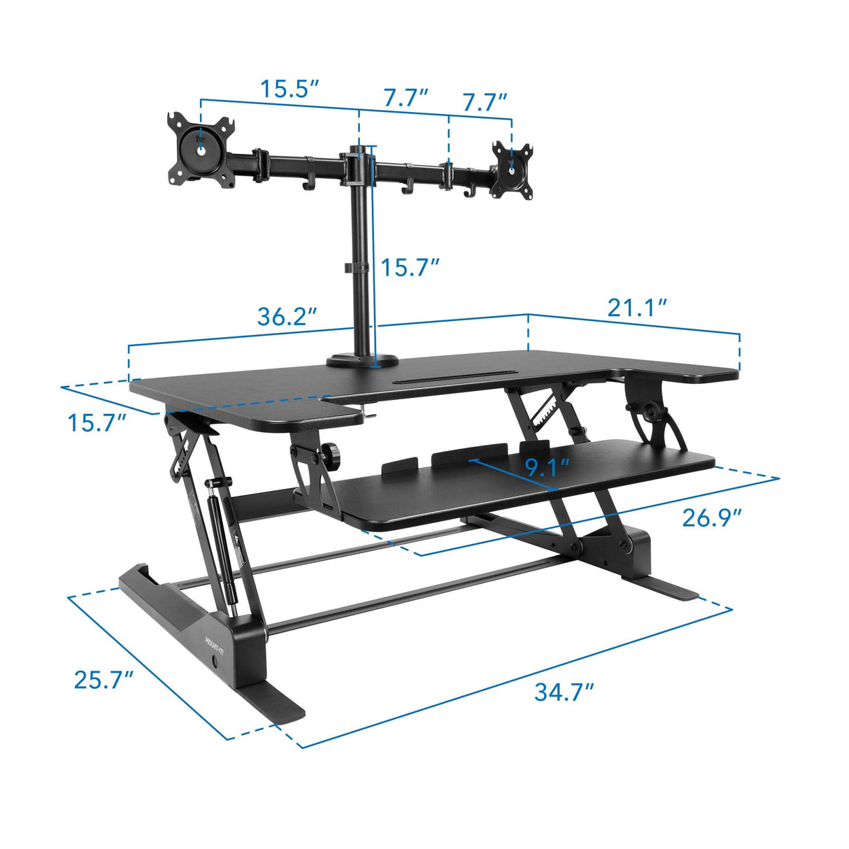 Sit-Stand Desk Converter with Dual Monitor Mount