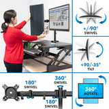 Sit-Stand Desk Converter with Dual Monitor Mount