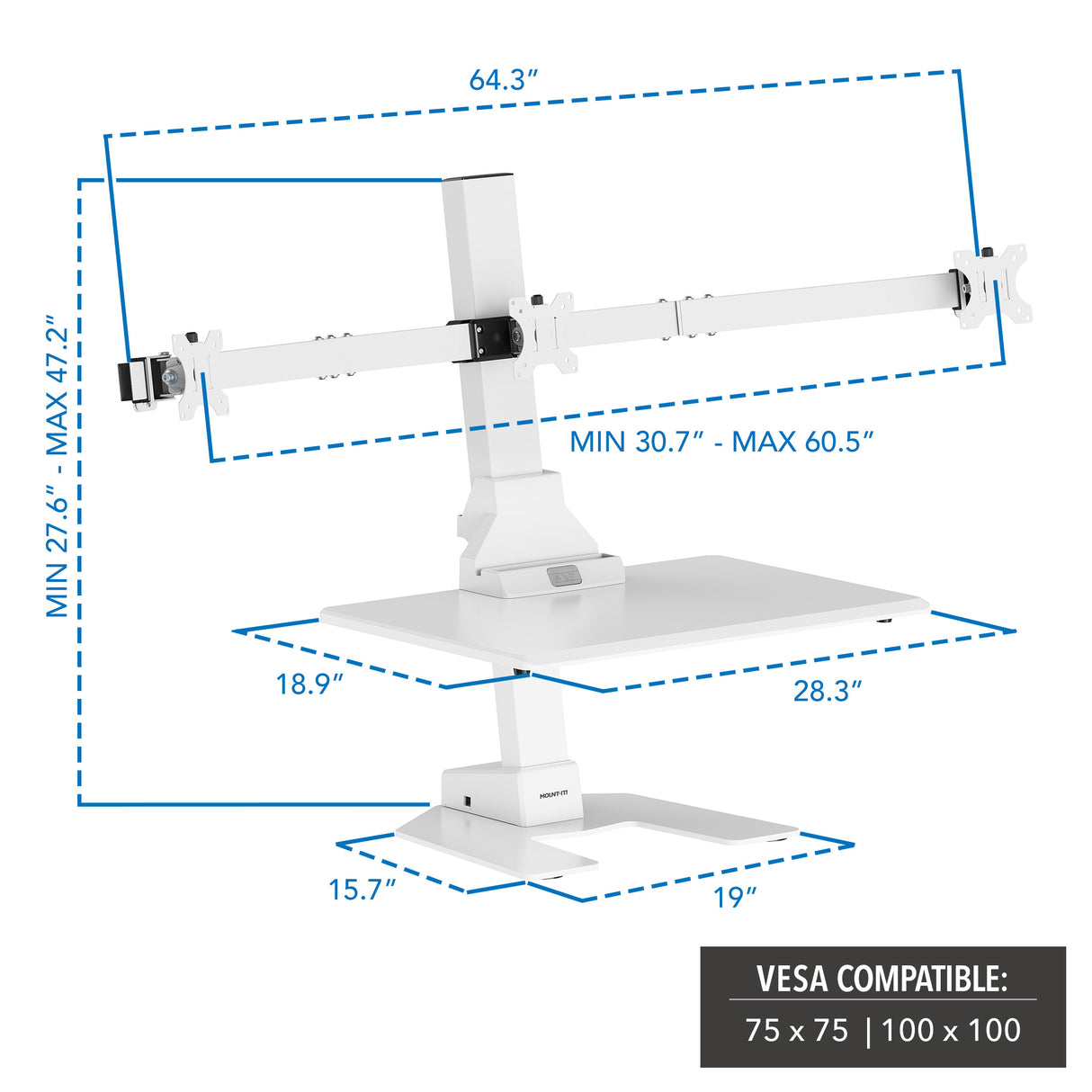 Electric Standing Desk Converter for 3 Monitors