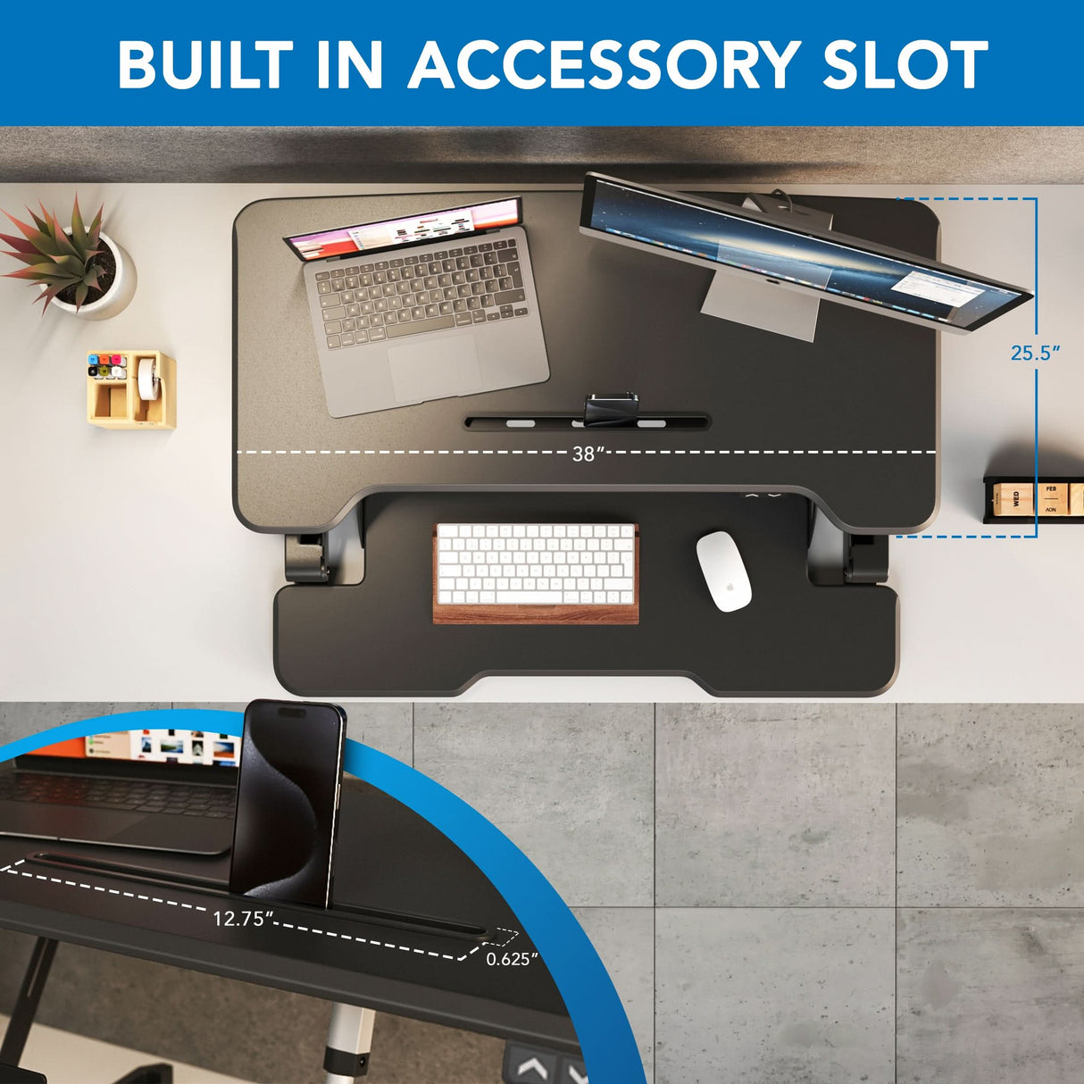 Electric Standing Desk Converter with 38" Desktop