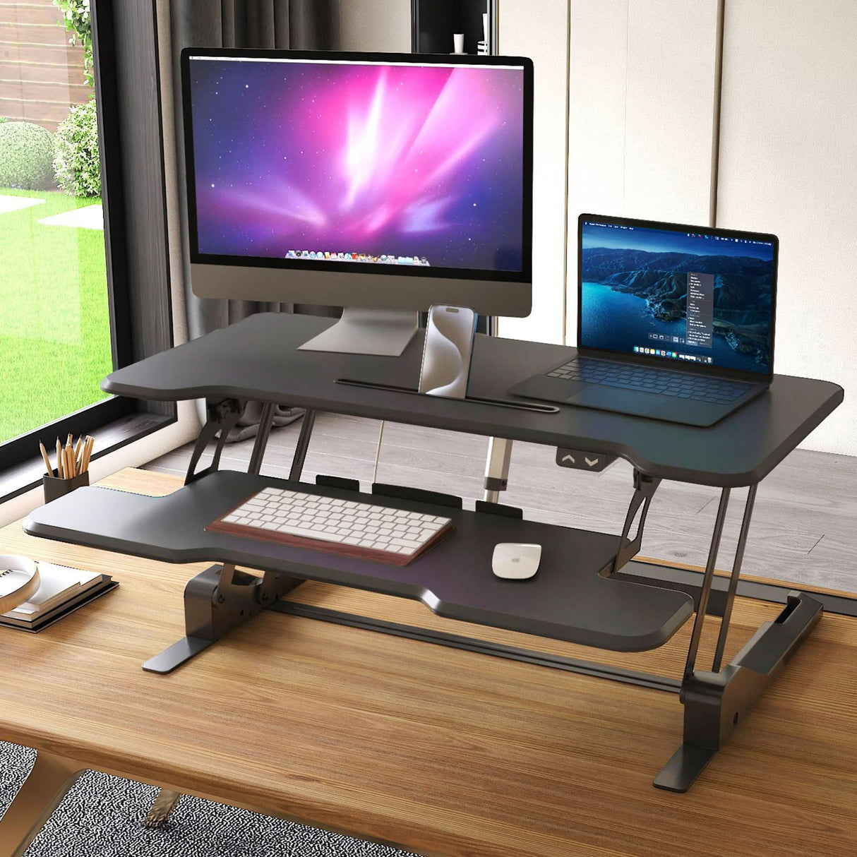 Electric Standing Desk Converter with 38" Desktop