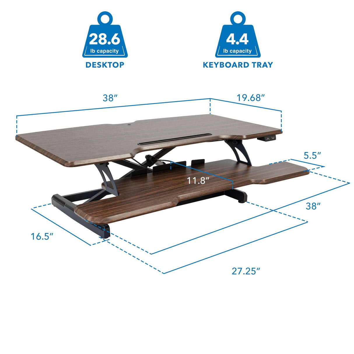 Electric Standing Desk Converter with 38" Desktop