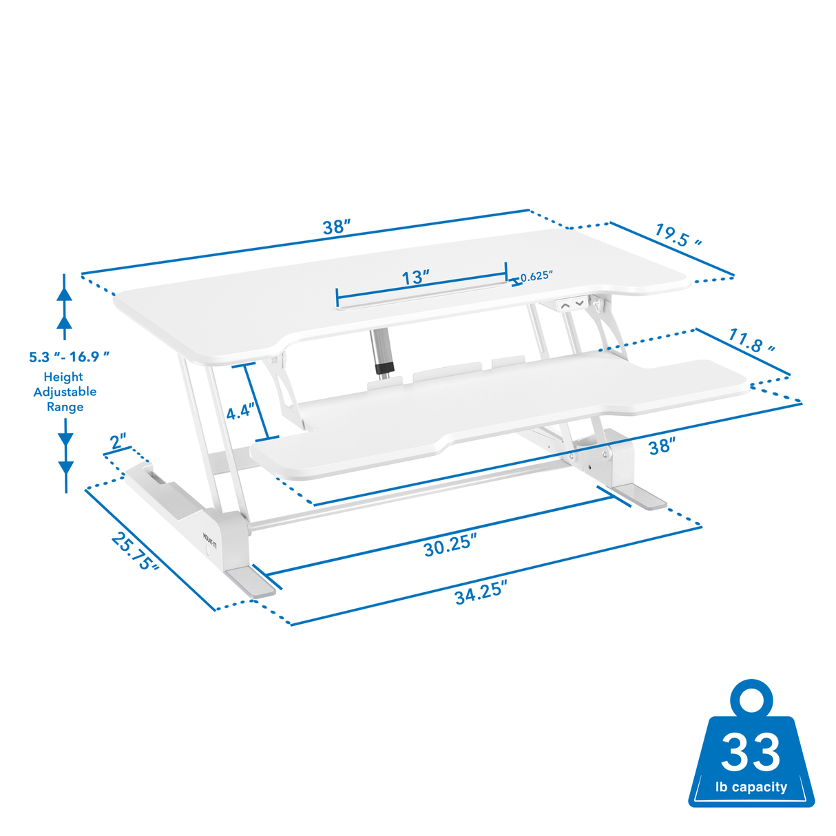 Electric Standing Desk Converter with 38" Desktop