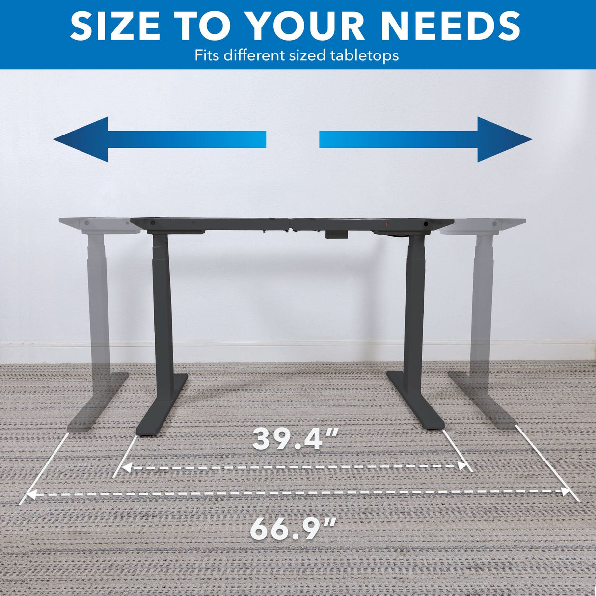 Dual-Motor, 3-Stage Electric Standing Desk Frame