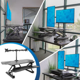 Large Electric Sit-Stand Desk Converter with Dual Monitor Mount