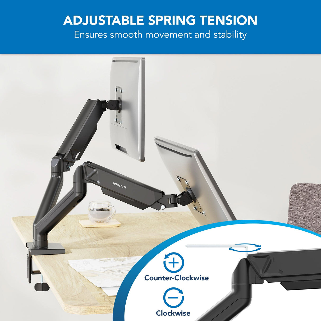 Dual Monitor Mount with Spring Arms