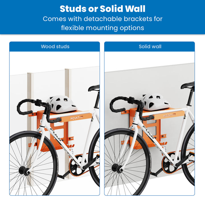WheelsUp Series Bike Wall Mount with Shelf and Hooks