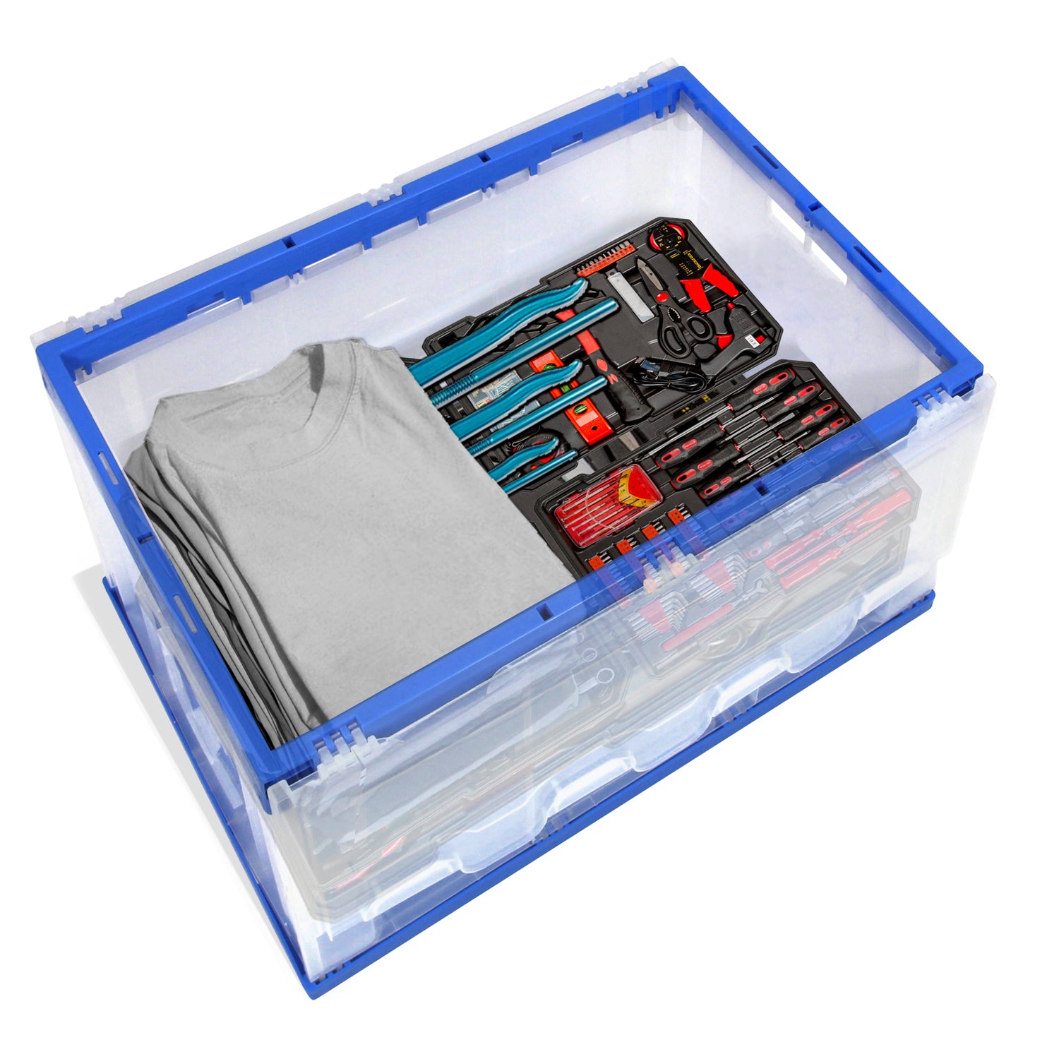 Folding Plastic Storage Crate - 3-Pack