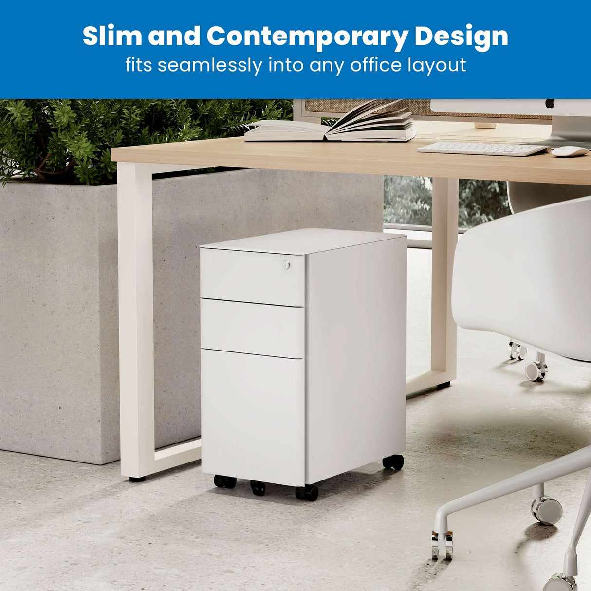 Slim Rolling File Cabinet with 3 Drawers