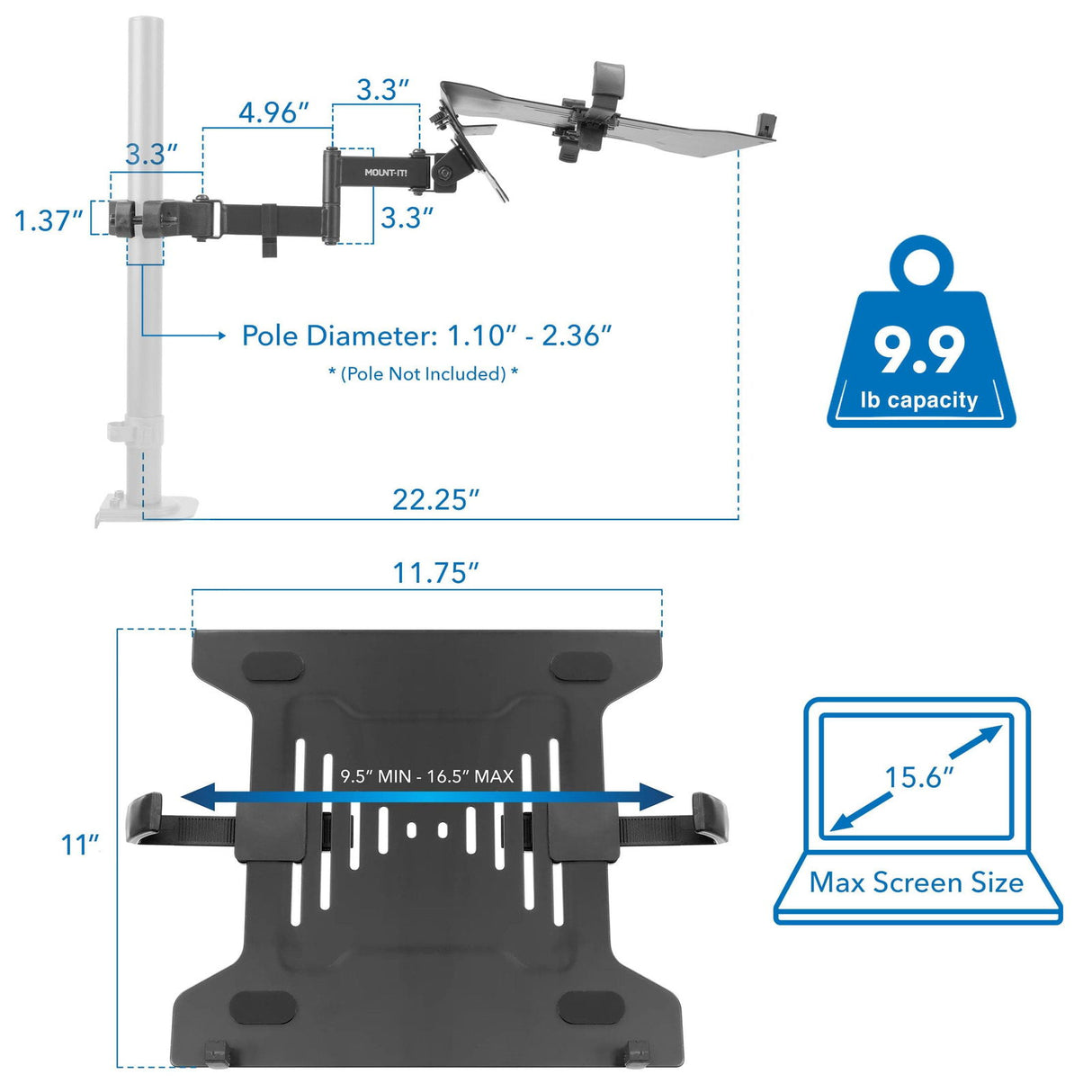 Pole Mount Laptop Holder - Mount-It!