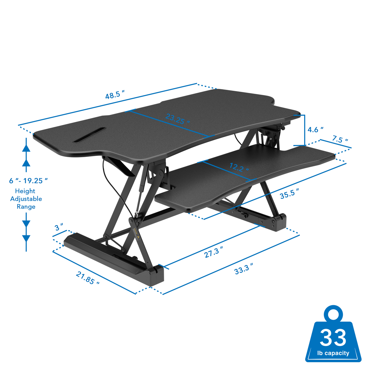 Extra Wide Height Adjustable Standing Desk Converter