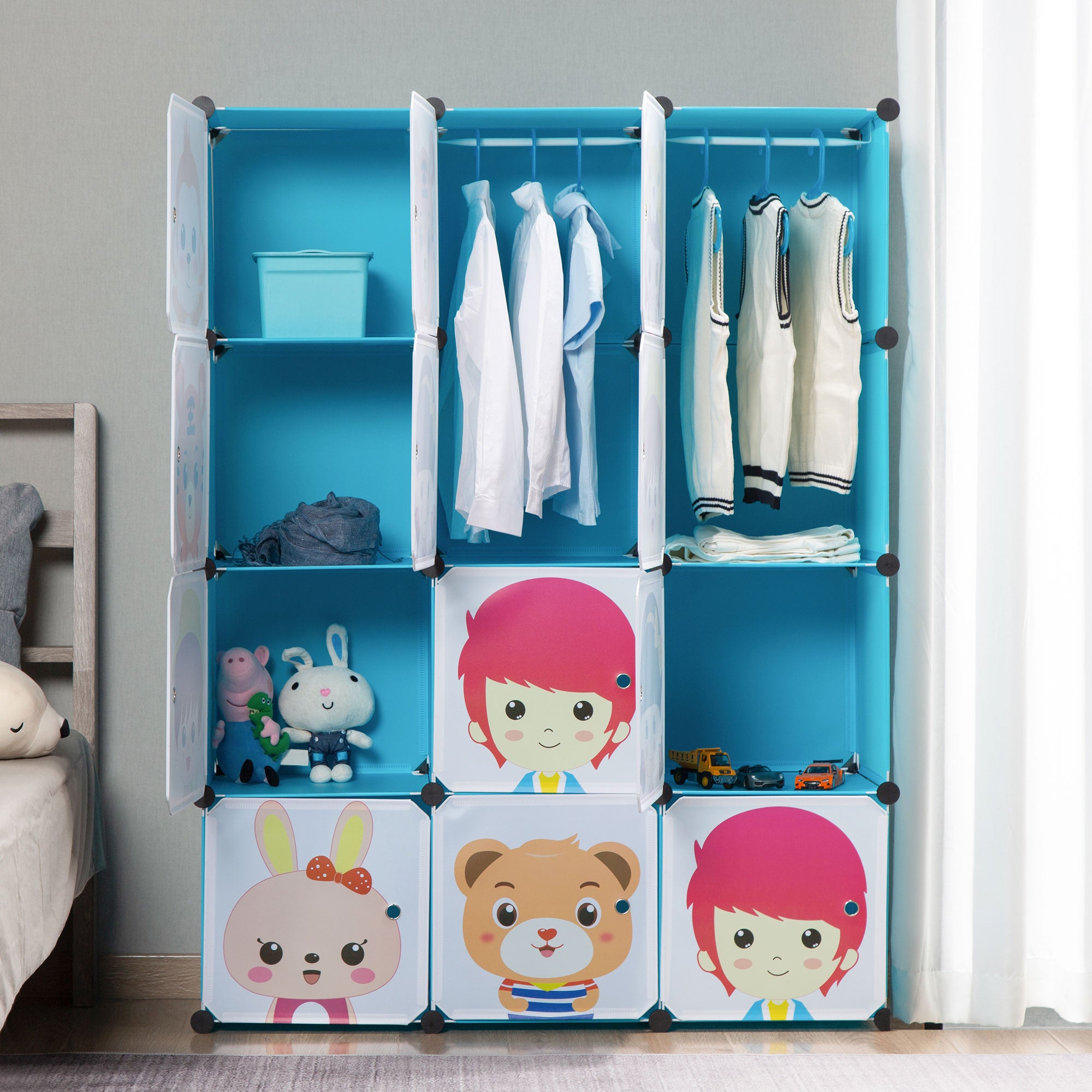 Children's Portable Clothes Closet Rack with XL Storage Cubes