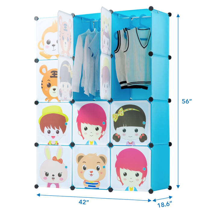 Children's Portable Clothes Closet Rack with XL Storage Cubes