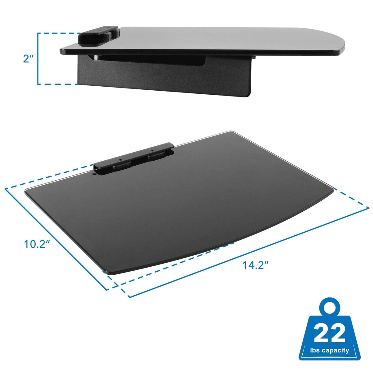 Component Shelves - A/V Component Wall Mounted Glass Shelf - Mount-It! - MI-895