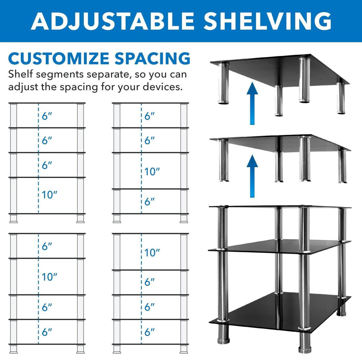 Component Shelves - A/V Five-Tier Media Component Shelves - Mount-It! - MI-8671