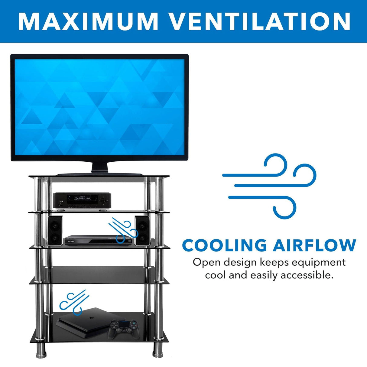 Component Shelves - A/V Five-Tier Media Component Shelves - Mount-It! - MI-8671