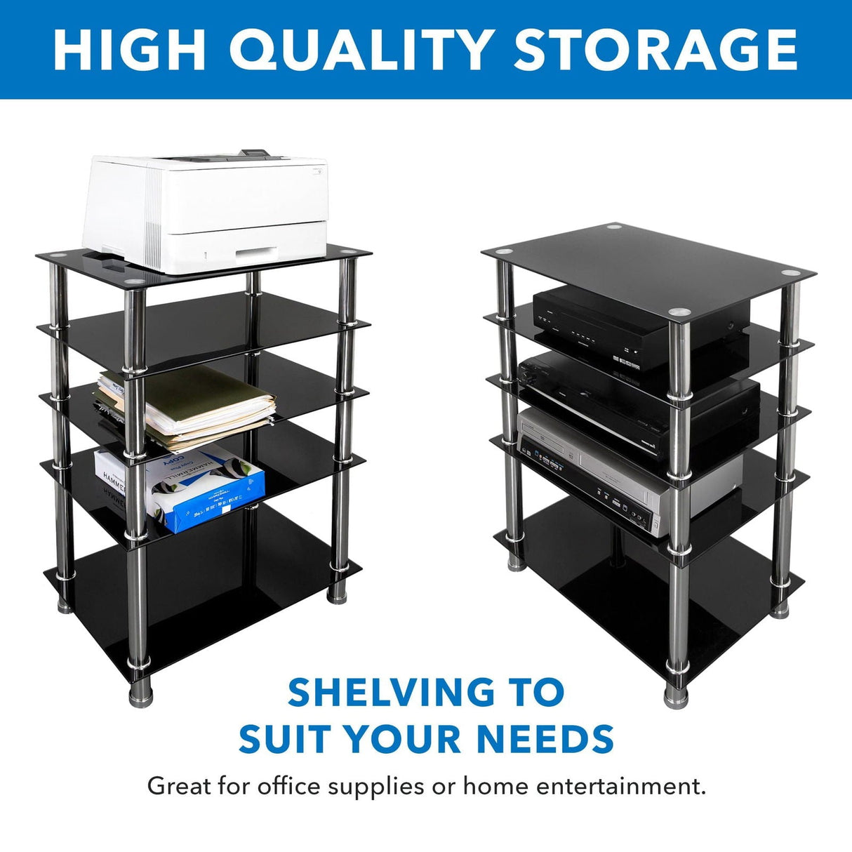 Component Shelves - A/V Five-Tier Media Component Shelves - Mount-It! - MI-8671