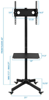 TV Cart - Adjustable Mobile TV Cart - Mount-It! - MI-1876