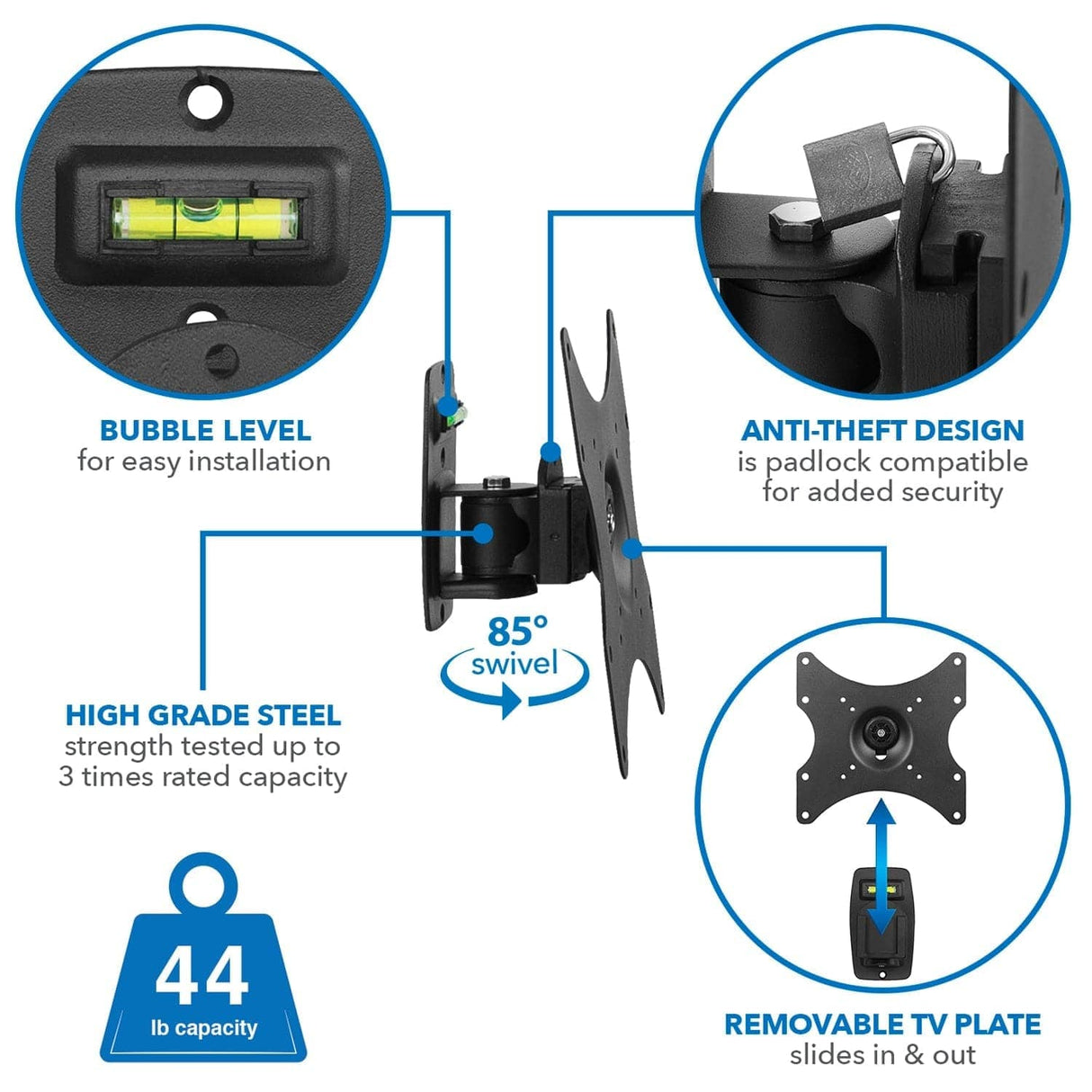 TV Mount - Anti-Theft Full Motion TV Wall Mount - Mount-It! - MI-4152