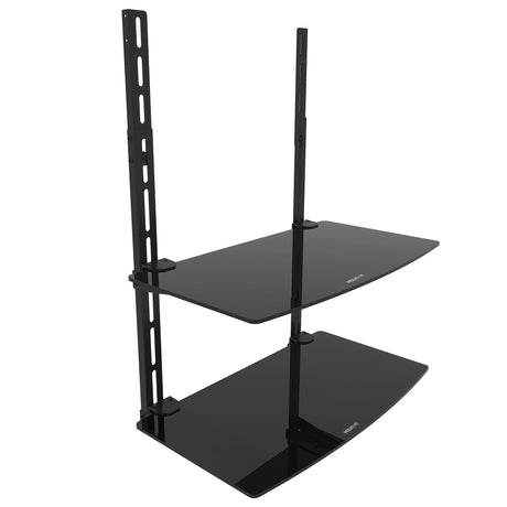 Component Shelves - AV Component Shelf For Wall Mounted TV | 2 Tempered Glass Shelves - Mount-It! - MI-8402
