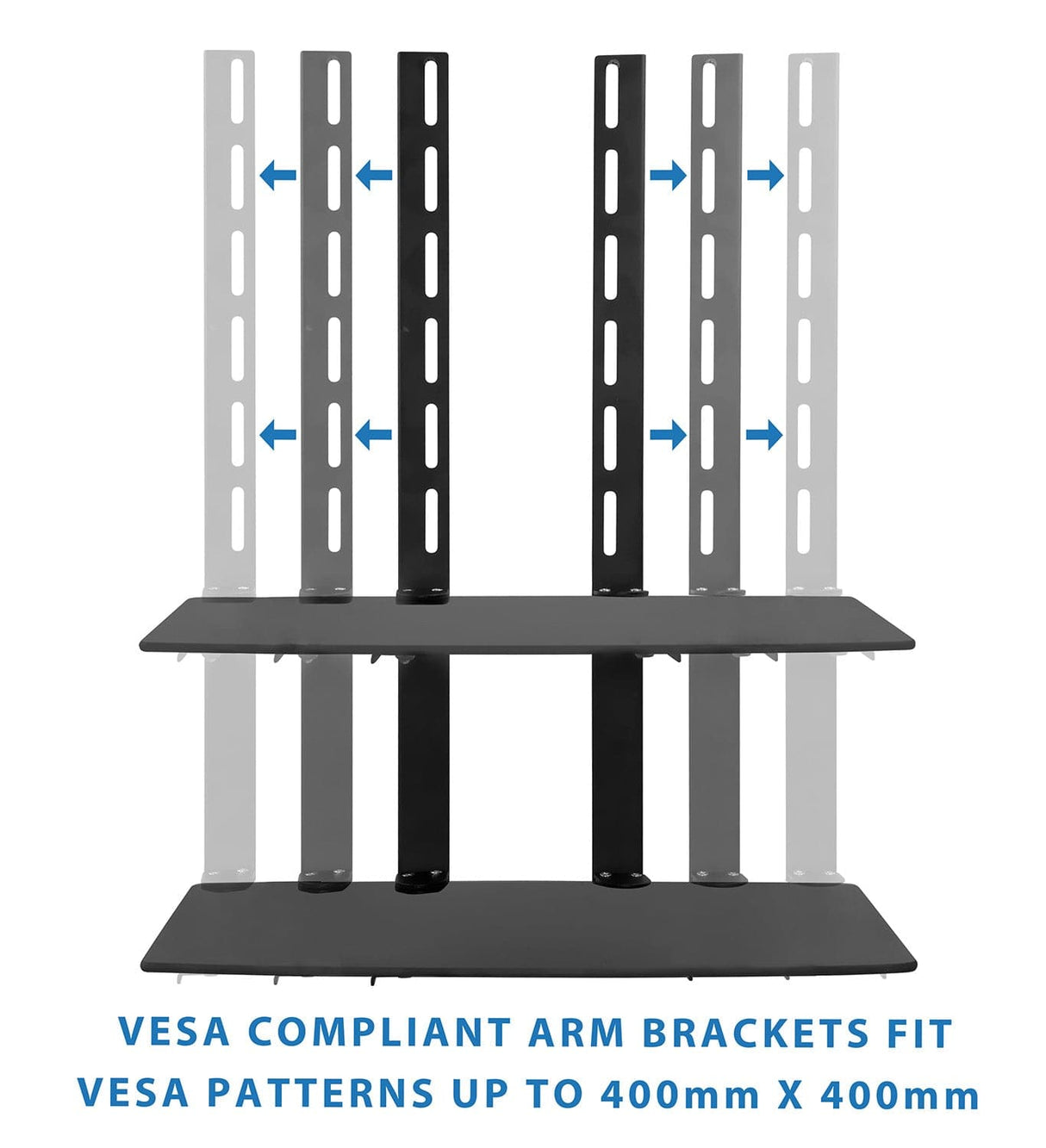 Component Shelves - AV Component Shelf For Wall Mounted TV | 2 Tempered Glass Shelves - Mount-It! - MI-8402