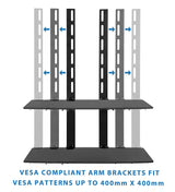 Component Shelves - AV Component Shelf For Wall Mounted TV | 2 Tempered Glass Shelves - Mount-It! - MI-8402