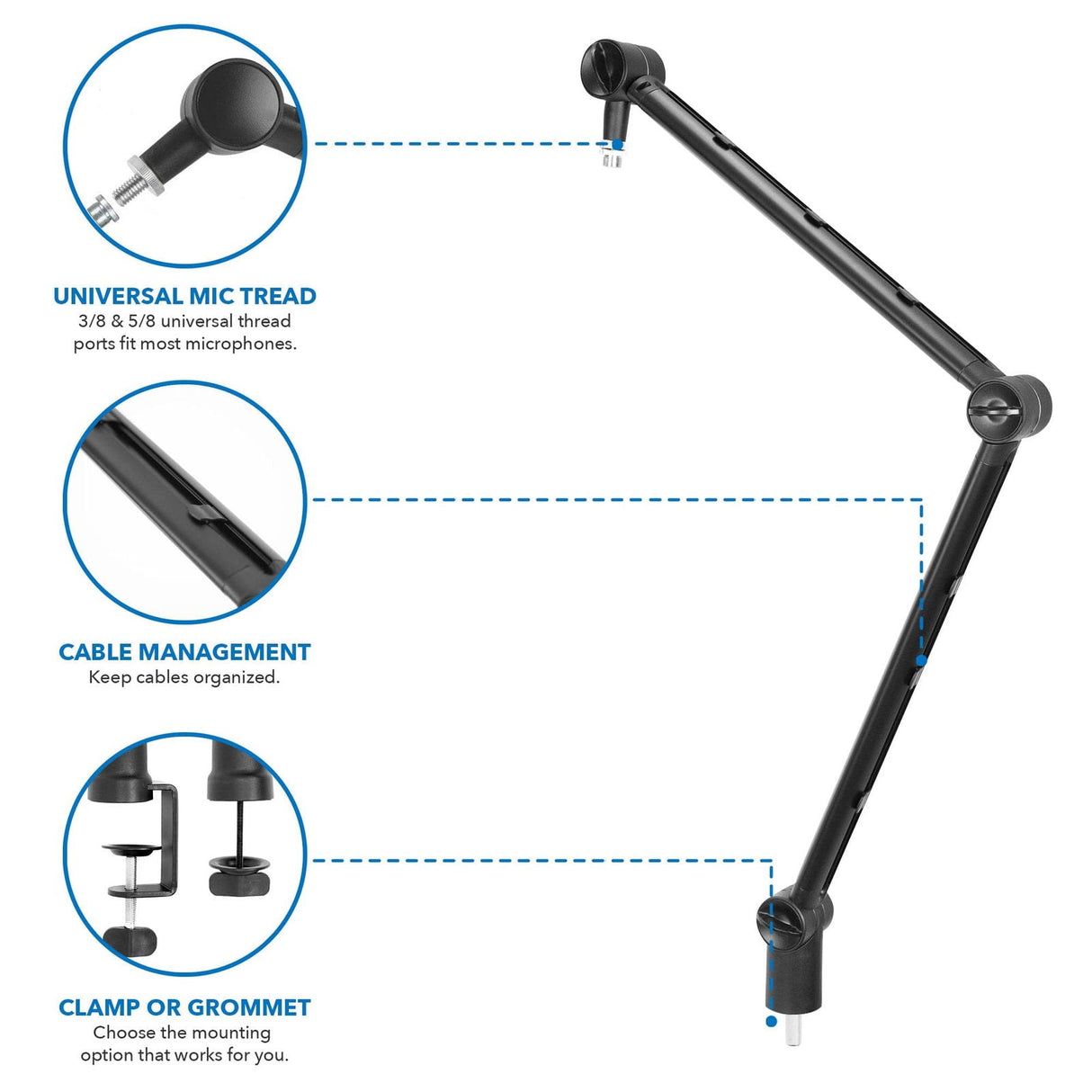 Black Desk Accessories - Adjustable Microphone Boom Arm - Mount-It! - MI-7610