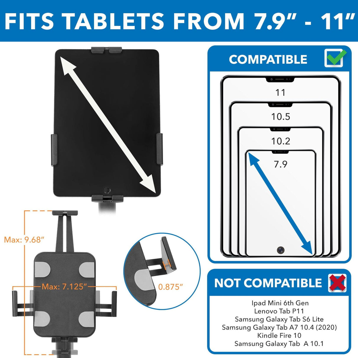 Black Tablet Stand - Anti-Theft Tablet Countertop Kiosk Stand - Mount-It! - MI-3871B