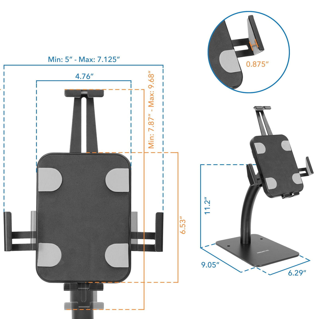 Black Tablet Stand - Anti-Theft Tablet Countertop Kiosk Stand - Mount-It! - MI-3871B