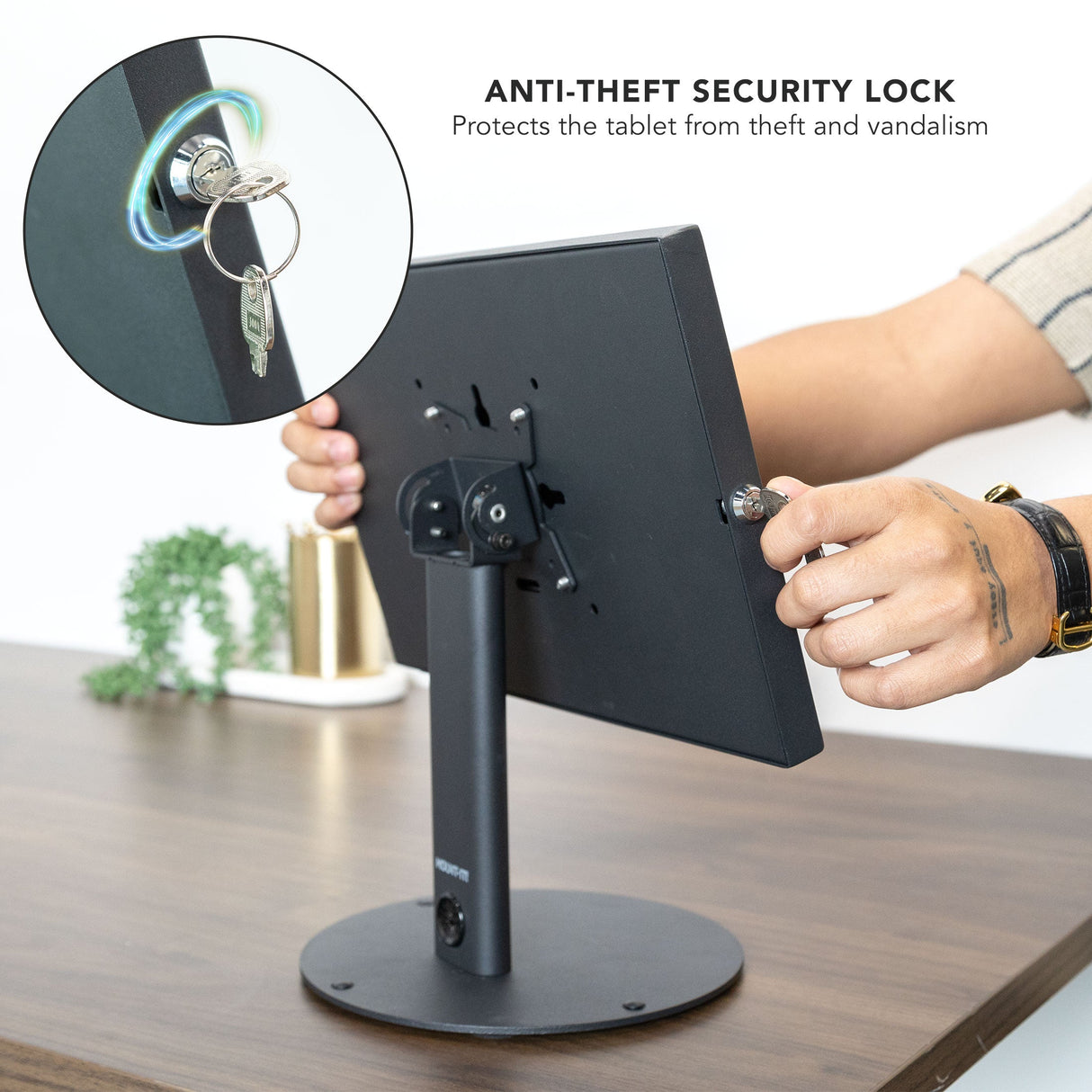 Black Tablet Stand - Anti-Theft Tablet Countertop Stand for Samsung - Mount-It! - MI-3885B