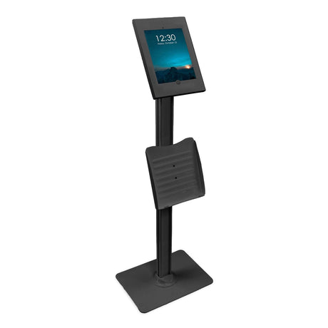 Black Tablet Stand - Anti-Theft Tablet Kiosk with Document Holder for iPad, iPad Air, iPad Pro - Mount-It! - MI-3770B_G10