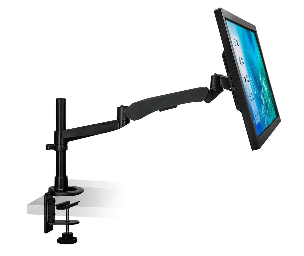 Black Monitor Mount - CLiX Series Full Motion Single Monitor Desk Mount with Gas Spring Arm - Mount-It! - MI-35116_BLK