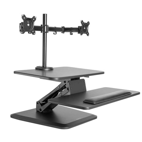 Black Desk Converters - Compact Dual Monitor Standing Desk Converter - Mount-It! - MI-7914